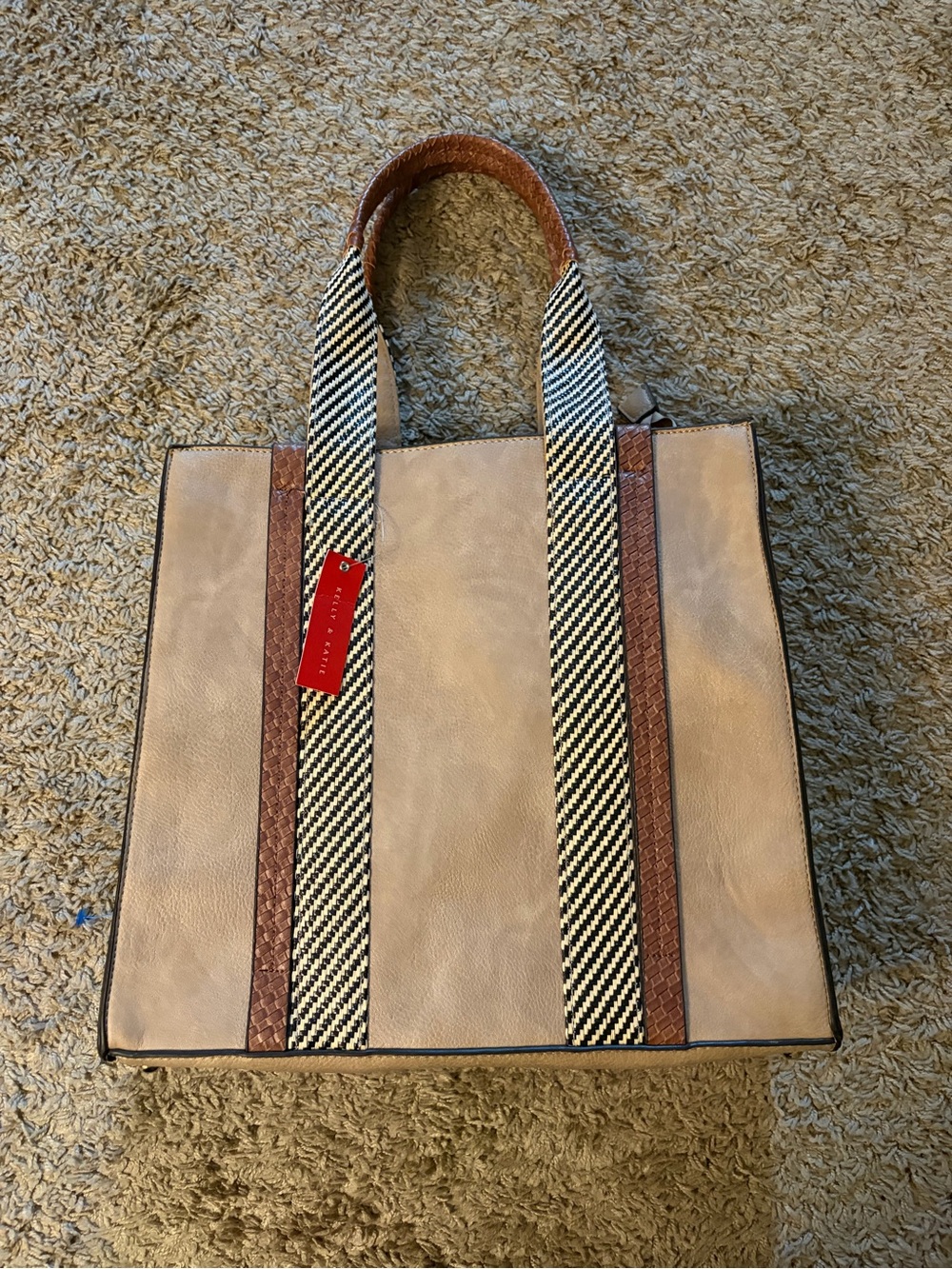 Classic Beige & Brown Tote Bag - Unbranded